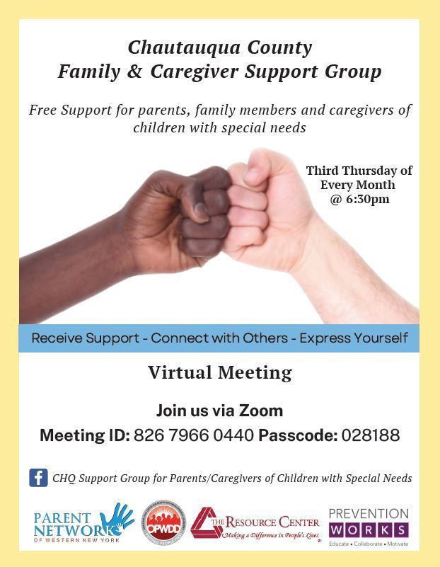 Chautauqua County Family and Caregiver Support Group Flyer