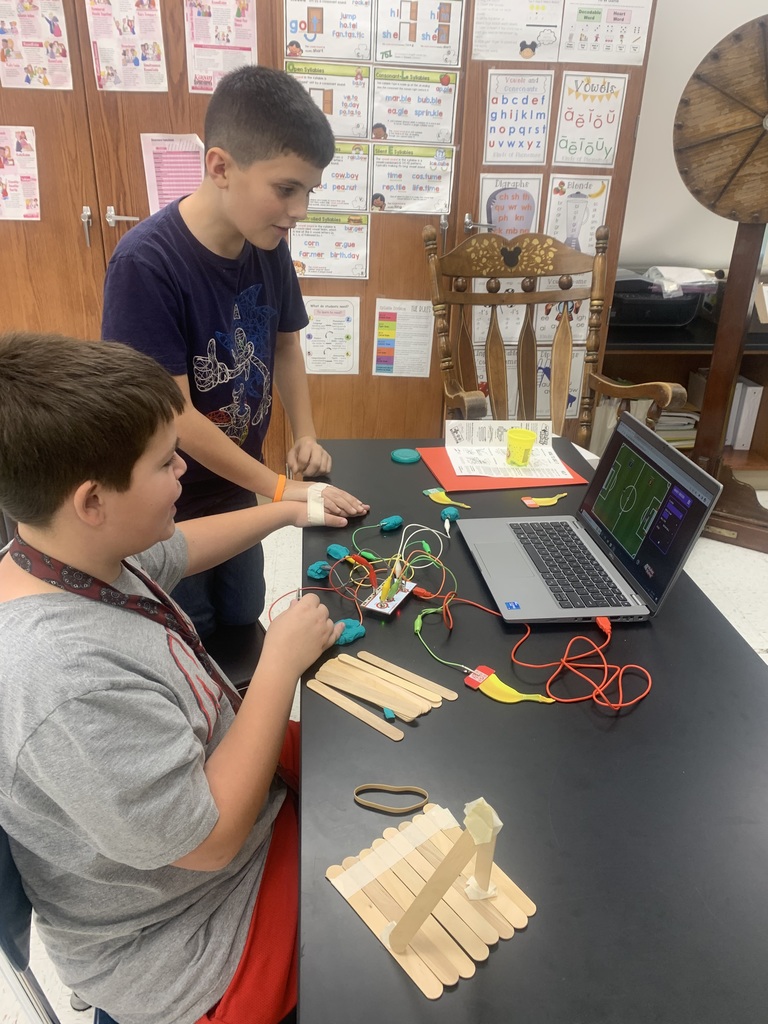 Students creating a circuit with Makey Makey