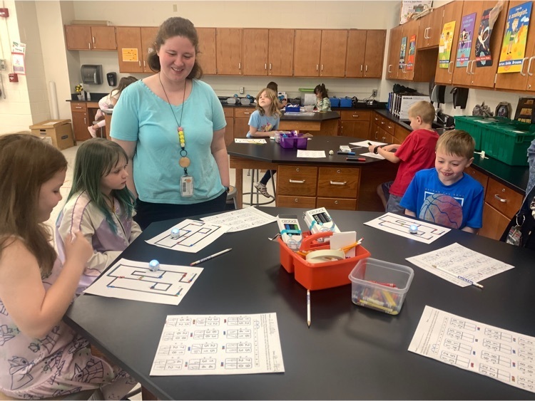 students learning to code with robots