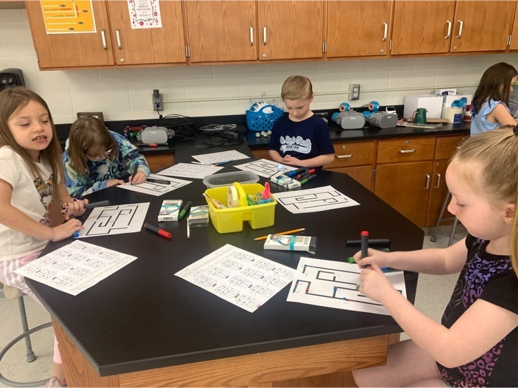 students learning to code with robots